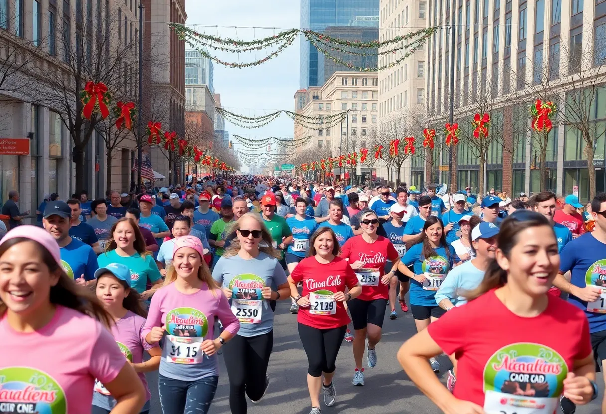 Participants running in the Austin Turkey Trot charity event.