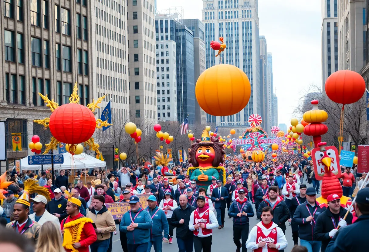 L.D. Bell High School's Blue Raider Band performing at the Macy's Thanksgiving Day Parade