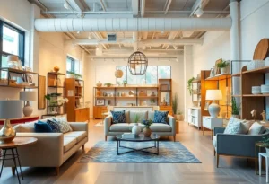 Interior view of a Crate and Barrel store showcasing home decorations and furniture