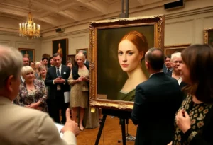 Frida Kahlo's self-portrait titled 'El sueño (La cama)' in an auction setting