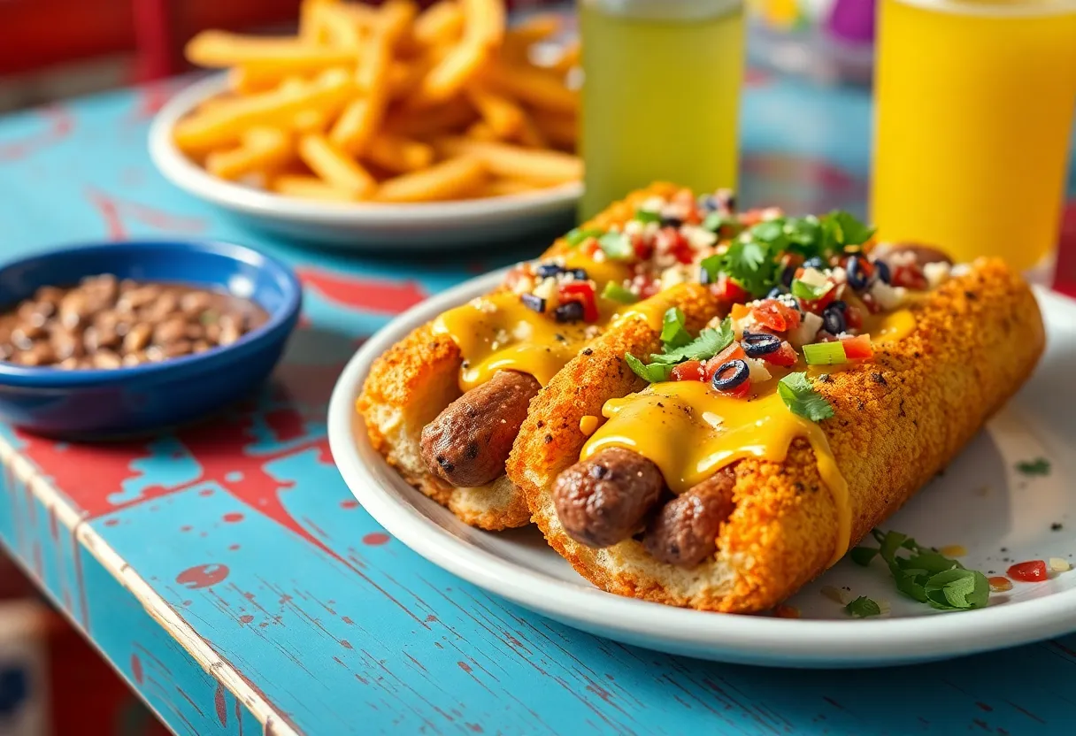 Delicious blue corn crispy dogs served on a plate