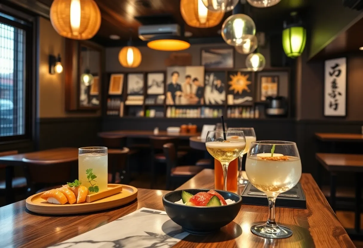 Interior of Hanzo Gastropub with sushi and cocktails