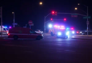 Scene of a head-on collision with emergency vehicles responding