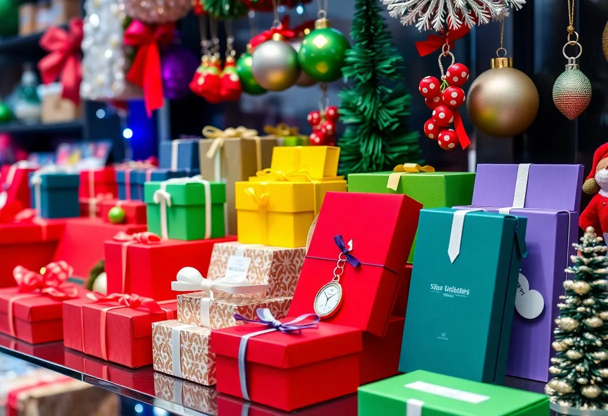 Colorful holiday gifts at H-E-B supermarket