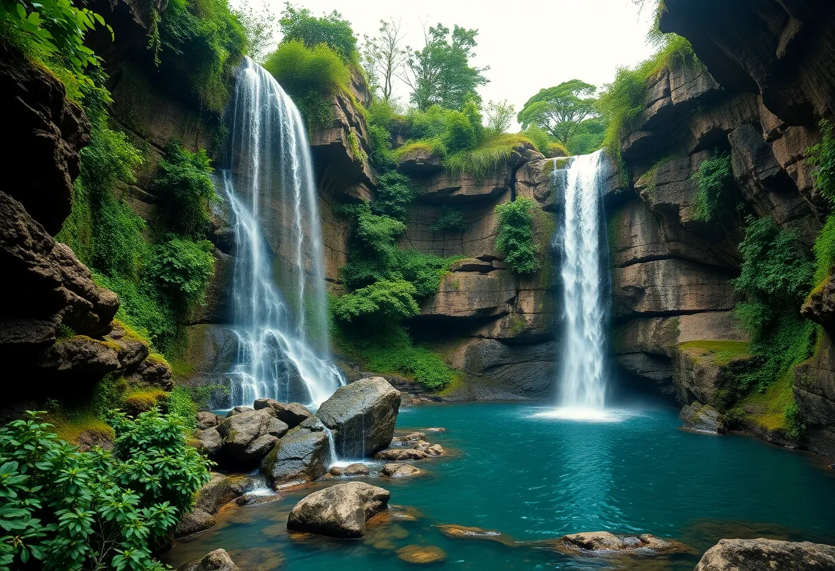 A hidden waterfall in Texas surrounded by nature