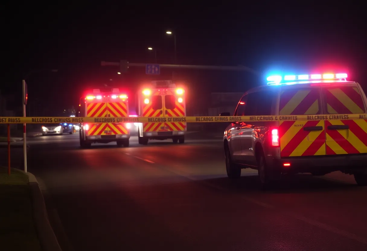 Emergency response scene on South Flores Street related to impaired driving