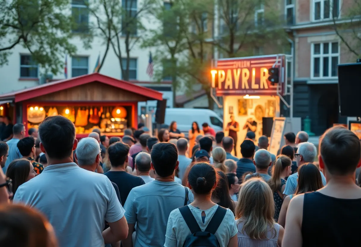 Crowd enjoying a live music performance by Jeremy Parsons at Historic Market Square