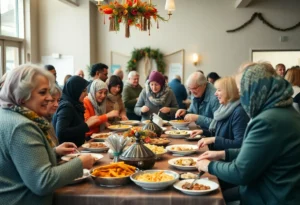 Community members attending the Kerrville Thanksgiving Feast