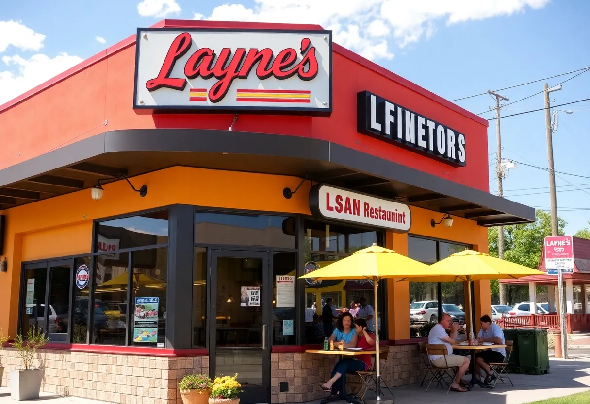 Exterior of Layne's Chicken Fingers restaurant in San Antonio