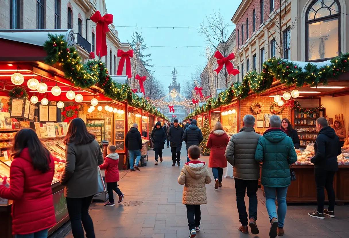 Families enjoying the Merry on the Squarey holiday event in San Marcos