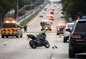 Scene of a motorcycle accident on U.S. 281 North in San Antonio
