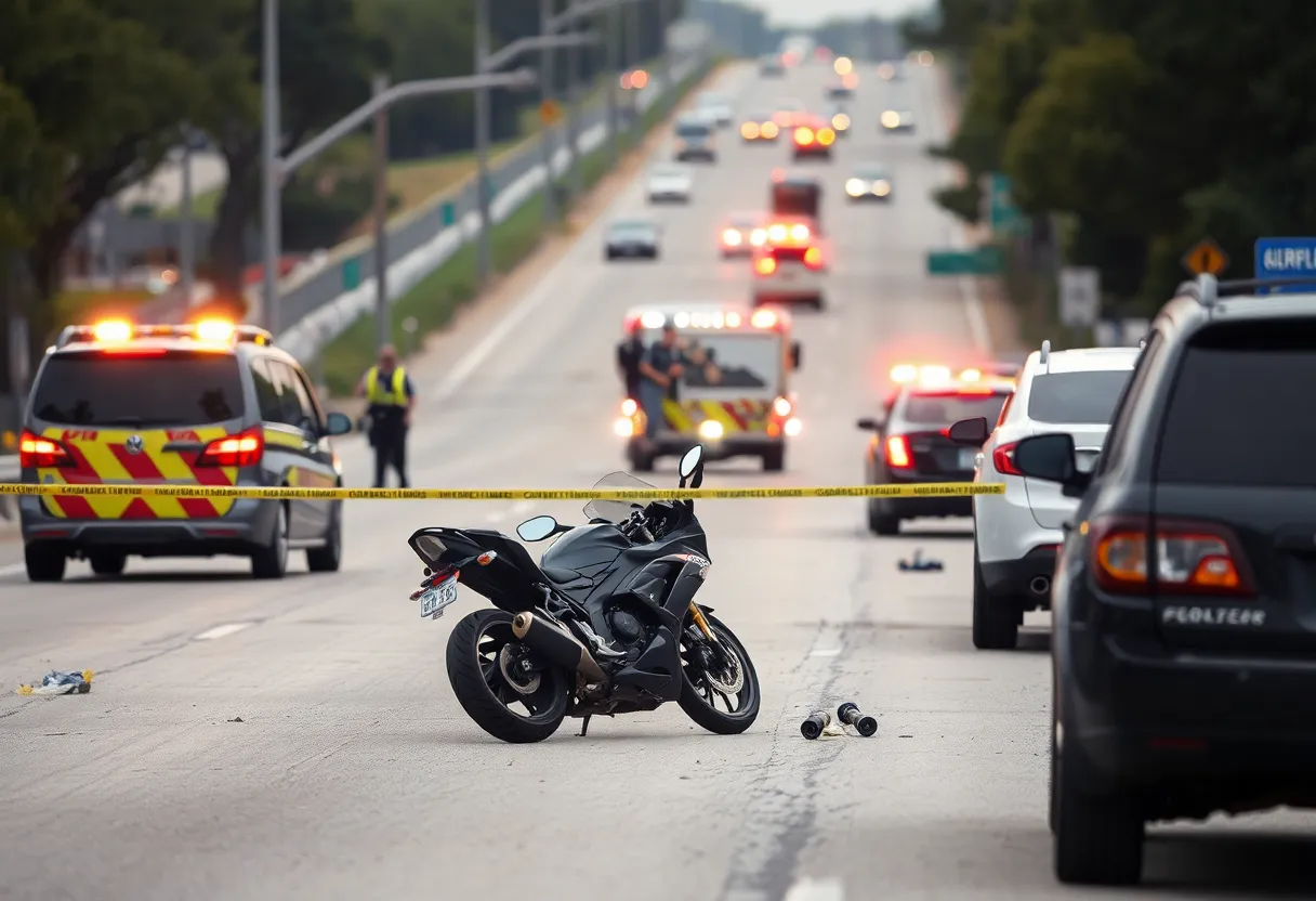 Scene of a motorcycle accident on U.S. 281 North in San Antonio