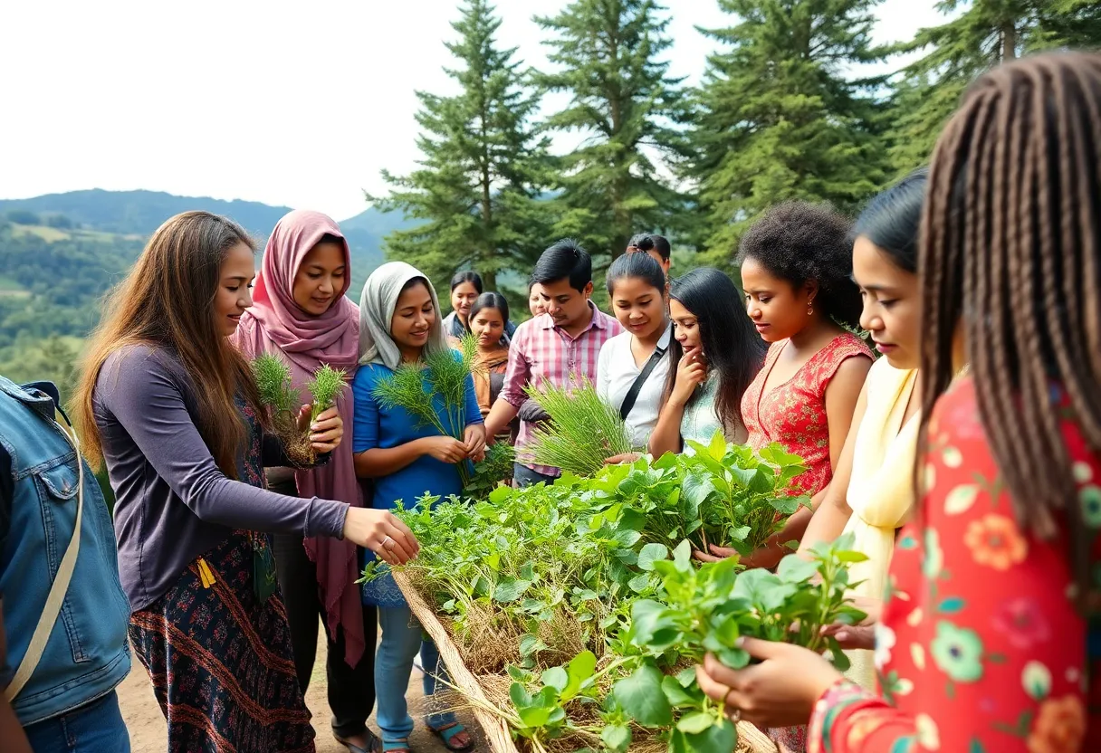 Community members exchanging plants at Vista Brewing's Plant Swap.