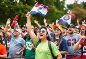 Fans in San Antonio celebrating Texas A&M Aggies football