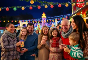 Families enjoying festive activities in San Antonio