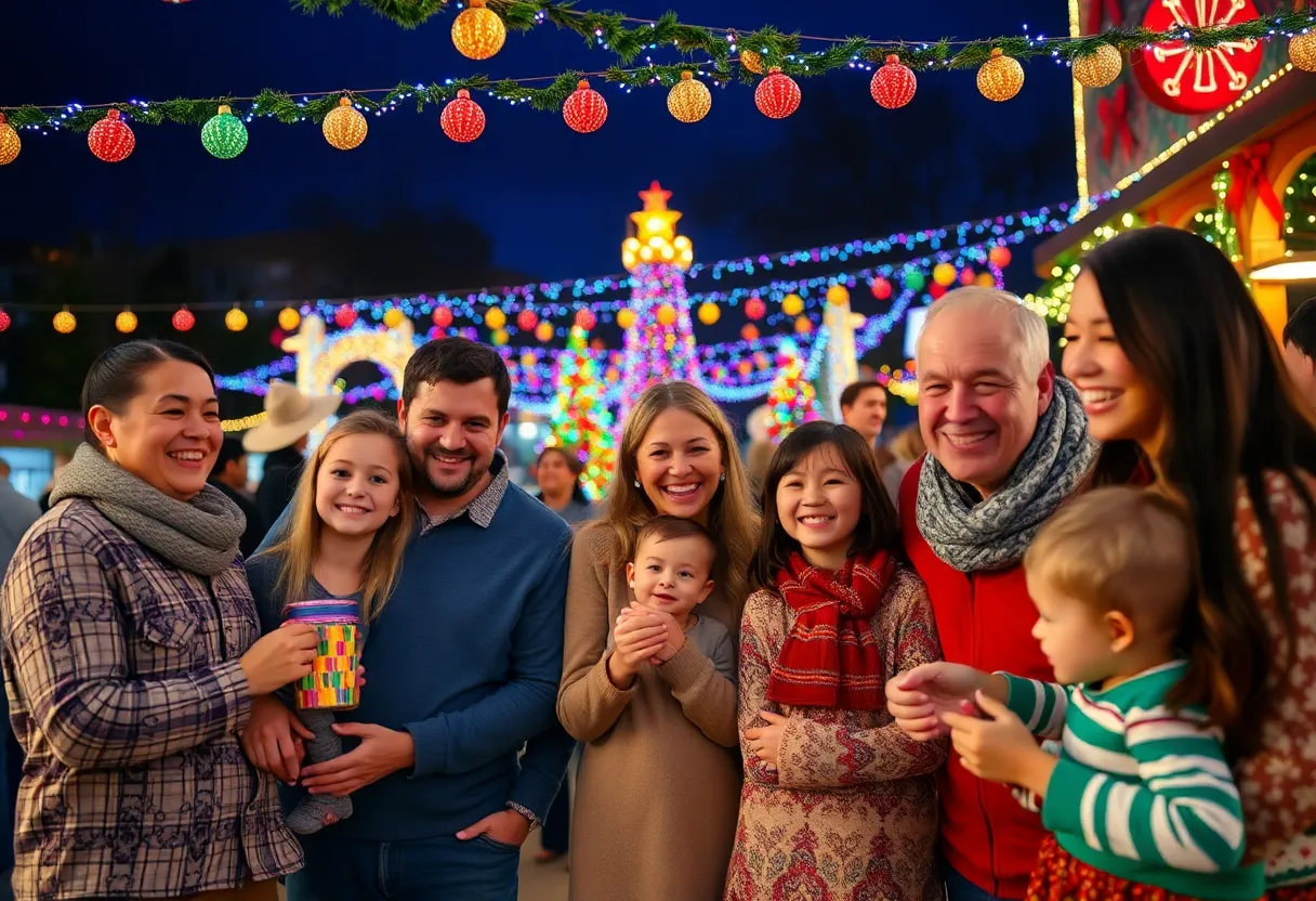 Families enjoying festive activities in San Antonio