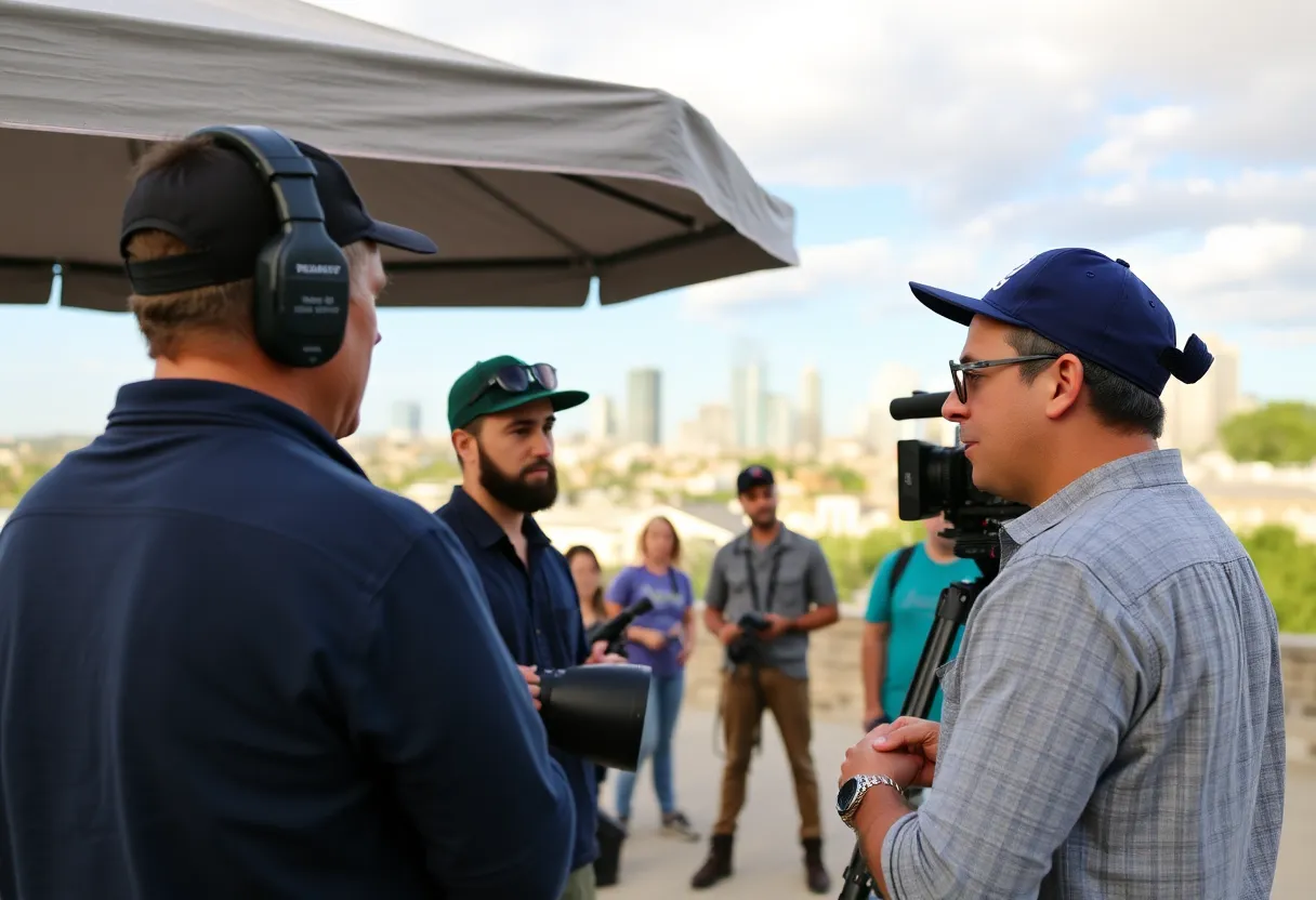 Film crew working in San Antonio