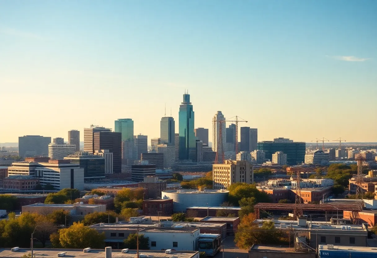San Antonio Texas skyline with financial growth theme