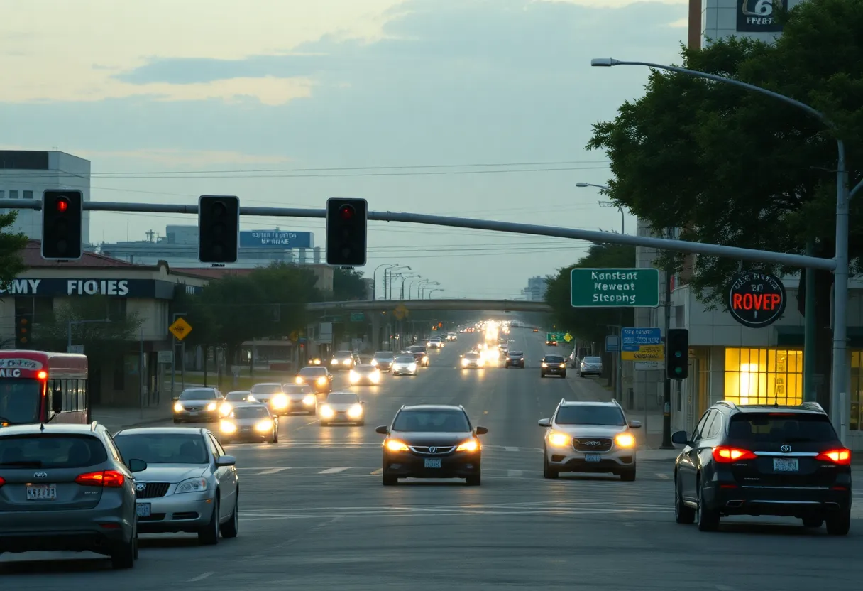 Traffic at an intersection in San Antonio where a hit-and-run occurred