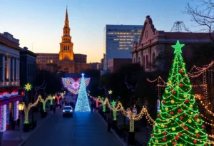 Holiday lights in San Antonio during festive events