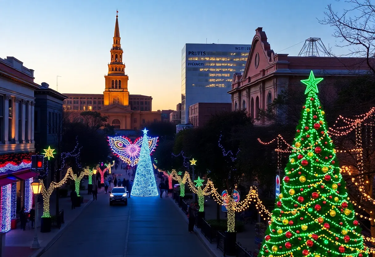 Holiday lights in San Antonio during festive events