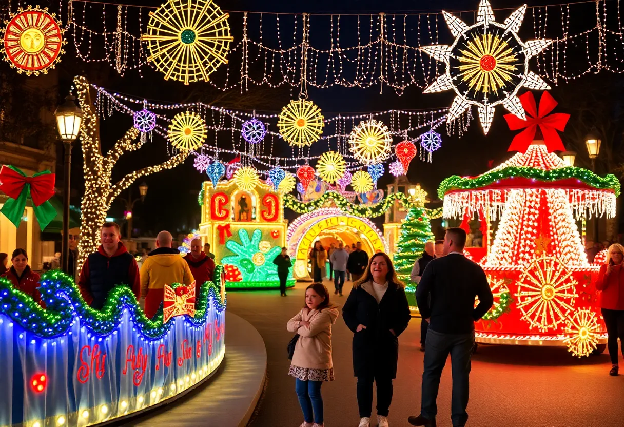 Festive holiday lights and decorations in San Antonio