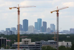 San Antonio skyline with construction cranes