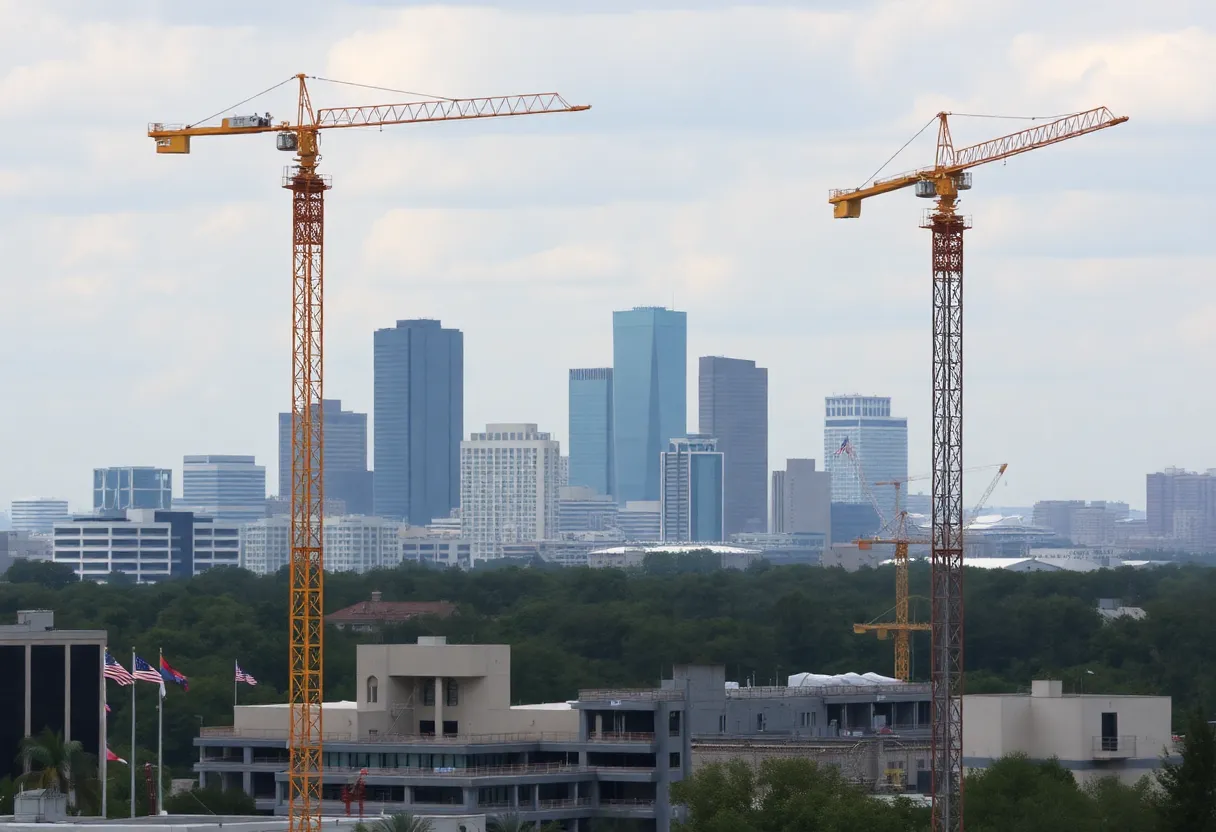 San Antonio skyline with construction cranes