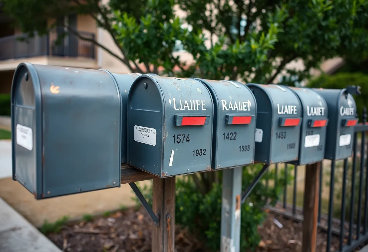 Cluster mailbox in San Antonio where mail theft occurred