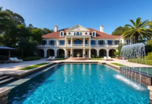 A stunning mansion with a spacious outdoor pool and elegant architecture in San Antonio.