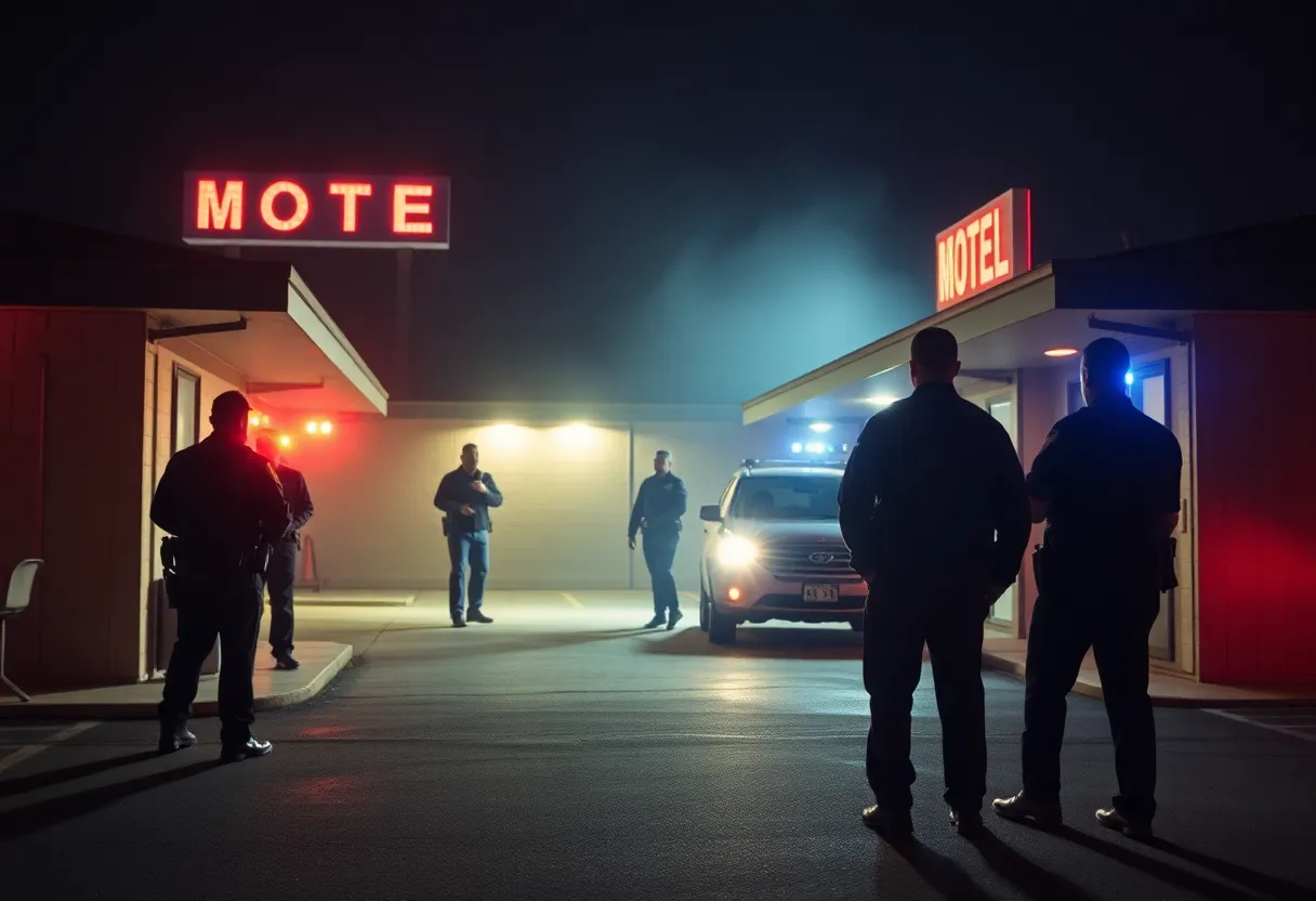 San Antonio police officers conducting a rescue operation at a motel.
