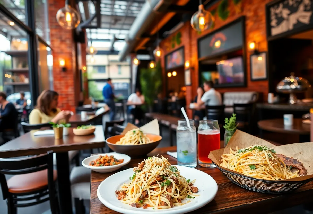 Scene of San Antonio restaurants showcasing diverse cuisines