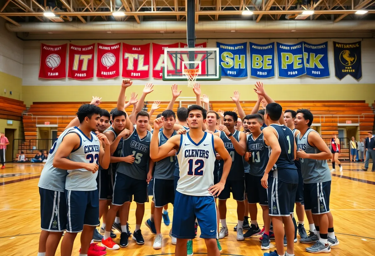 The San Antonio Spurs team celebrating their victory on the basketball court