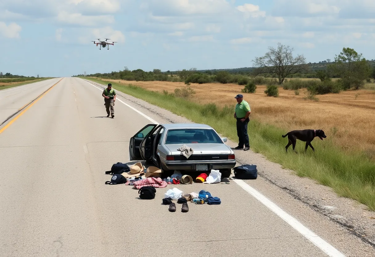 Search and rescue teams scouring a Texas highway for a missing student.