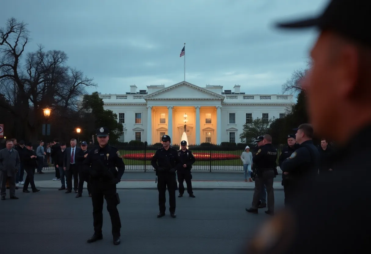 Police and emergency services responding to a shooting incident near the White House