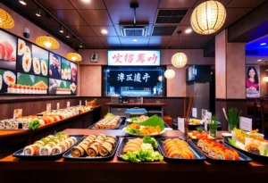 Interior of Takumi Japanese Restaurant showcasing sushi and dining area