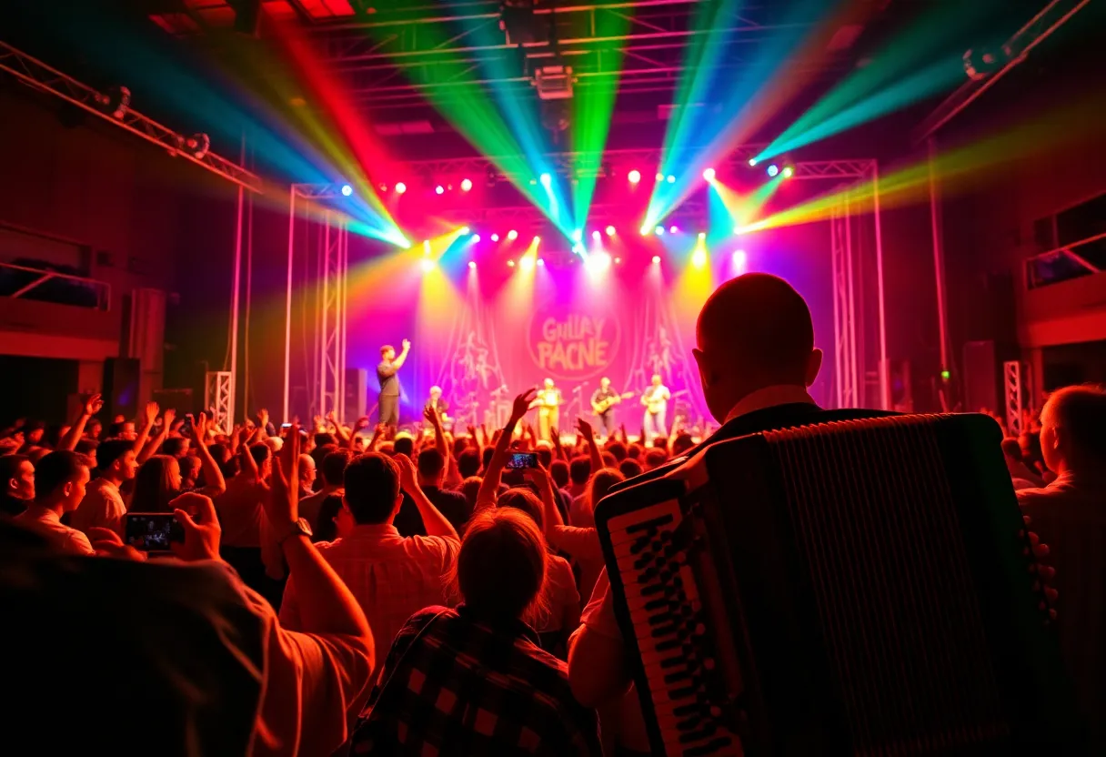 Vibrant scene from a Tejano music concert performance.