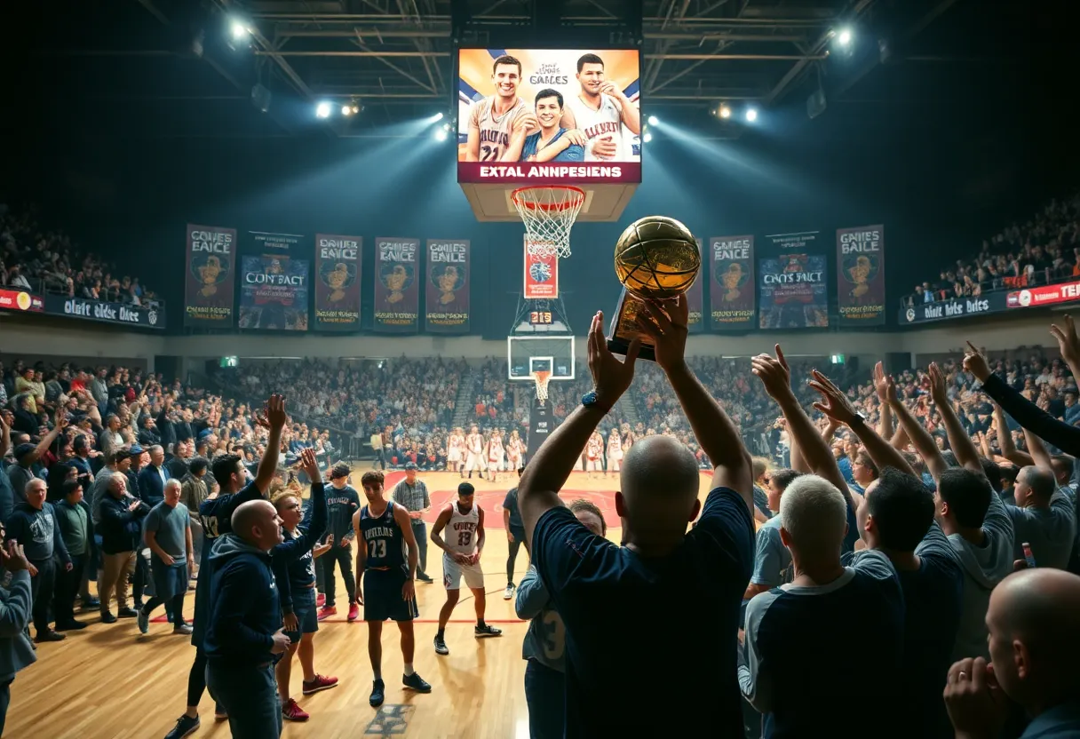 Texas celebrating a championship victory in basketball