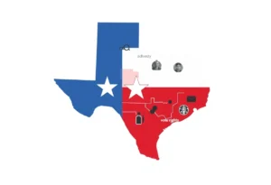 Visual representation of the Texas congressional map highlighting district lines and voting themes.