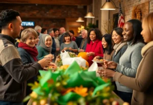 Community members participating in Thanksgiving charity events in San Antonio