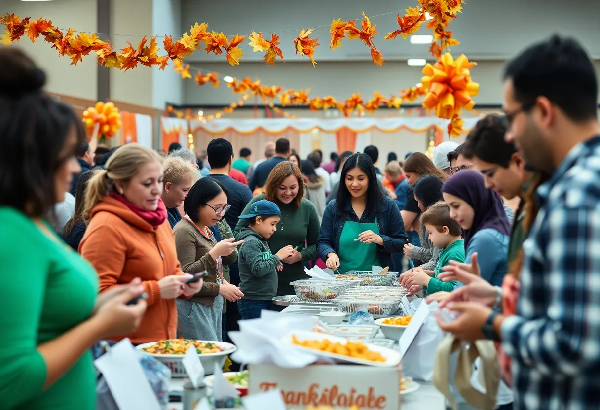 Community event in San Antonio for Thanksgiving with families and volunteers
