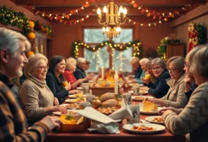 Community volunteers serving Thanksgiving meals in San Antonio