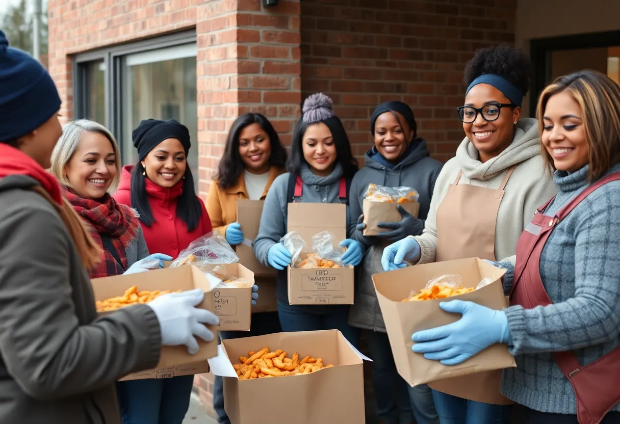 Volunteers delivering Thanksgiving meals to families in San Antonio