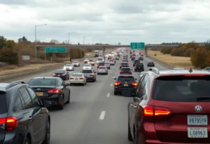 Highway traffic during Thanksgiving holiday in Texas