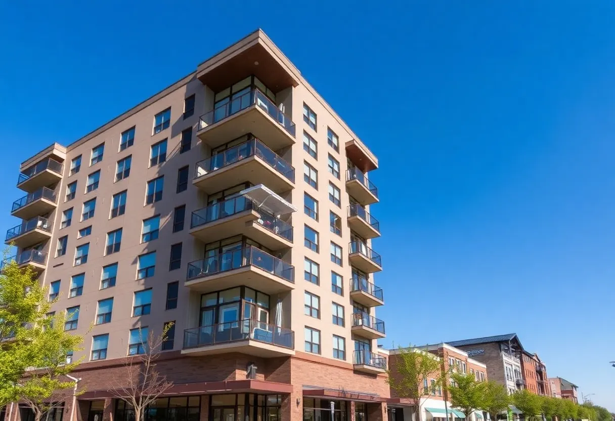 Rendering of The Mira apartment complex in the Pearl district of San Antonio, Texas.