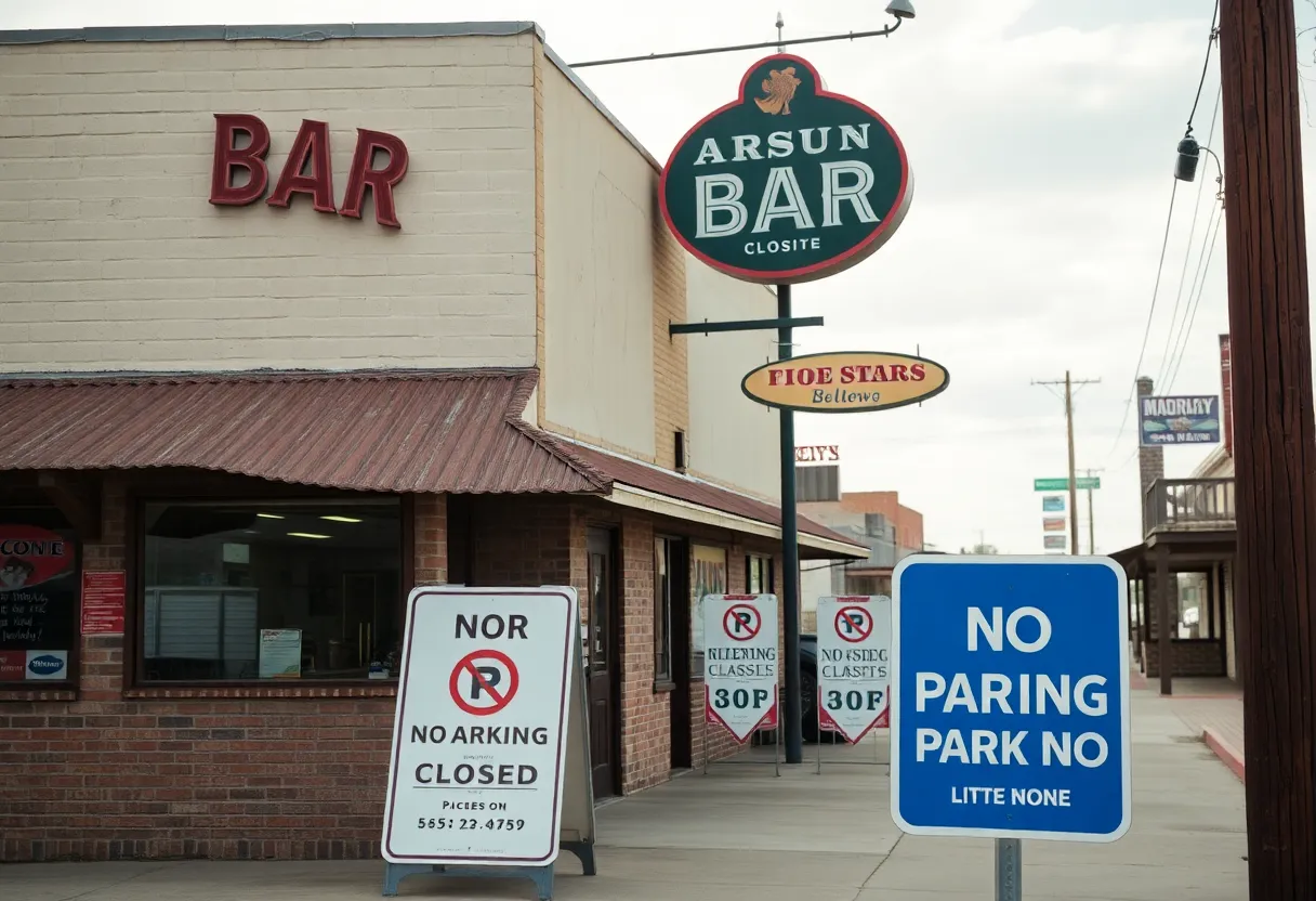 Closure signs at The Weighted Plate bar in New Braunfels.