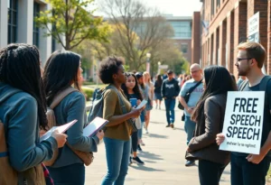 Students at Texas A&M University-San Antonio engaging in political dialogue for the TPUSA chapter.