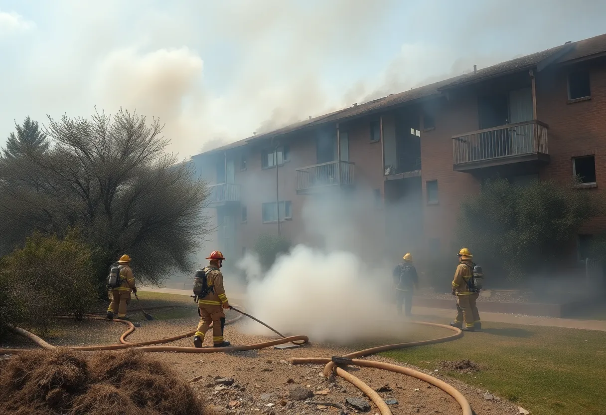 Firefighters at the scene of Villa Rodríguez Apartments fire in San Antonio