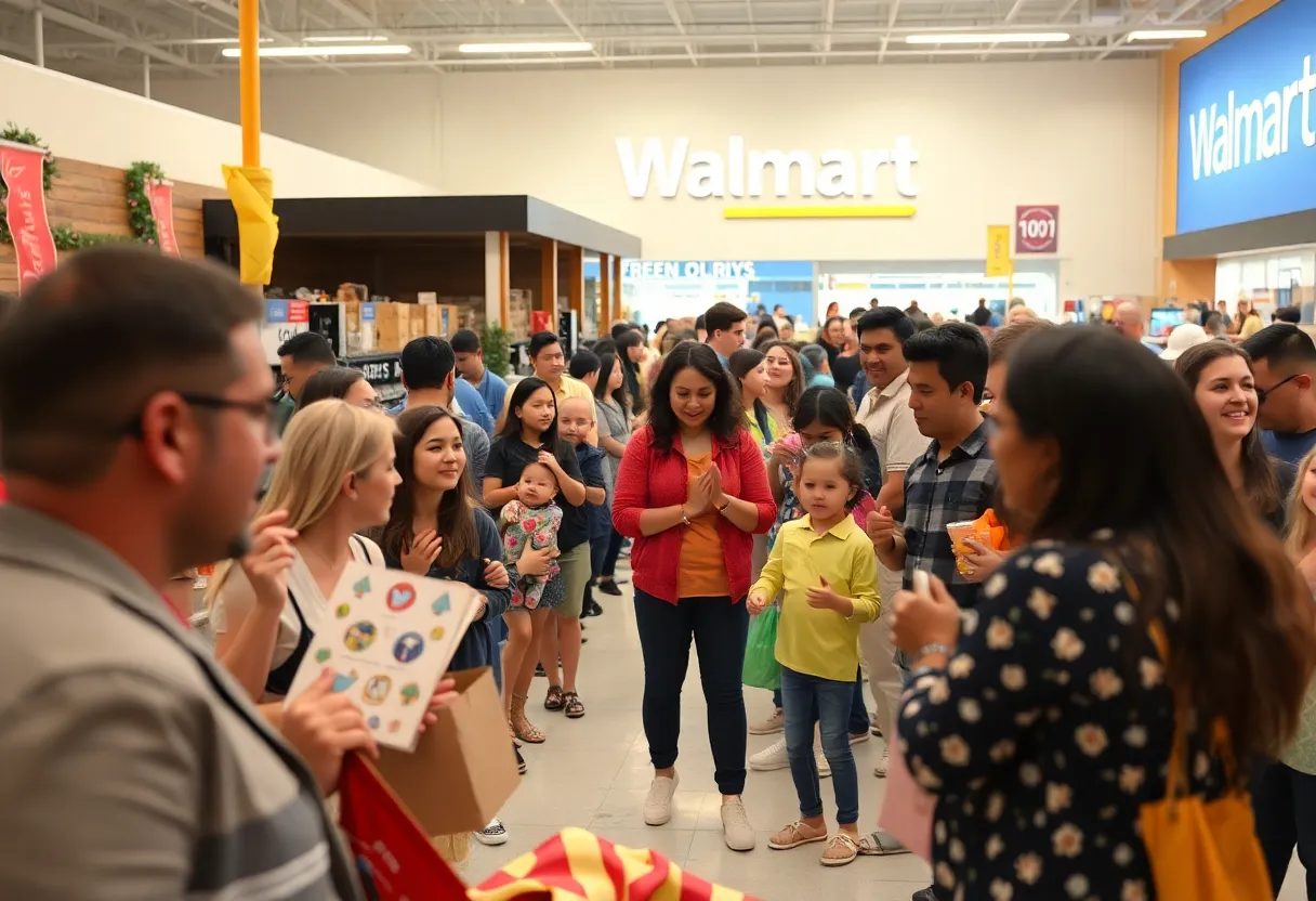 Families enjoying the grand reopening event at Walmart Supercenter in San Antonio