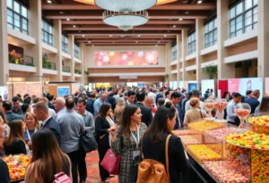Candy industry professionals networking at a conference in San Antonio